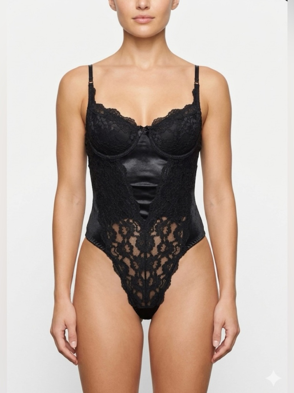 Victoria's Secret black lace bodysuit lingerie Size 34B